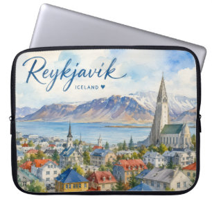 Housse Pour Ordinateur Portable Reykjavik Islande souvenir aquarelle