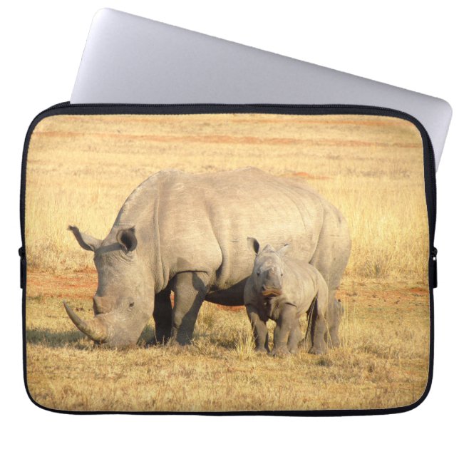 Housse Pour Ordinateur Portable rhinocéros mignons en afrique (Devant)