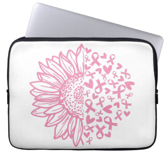 Housse Pour Ordinateur Portable Ribbon rose Conscience du cancer du sein Tournesol