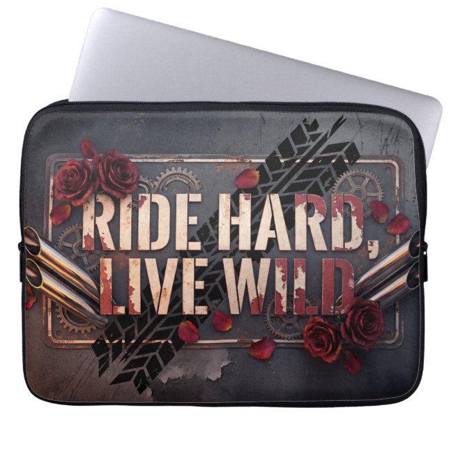 Housse Pour Ordinateur Portable ride hard live wild (Devant)