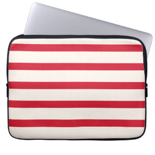 Housse Pour Ordinateur Portable Rideau de douche à rayures rouge et blanc