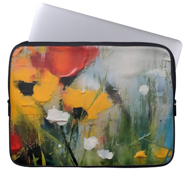 Housse Pour Ordinateur Portable Riverside – Abstrait expressif de prairie (Devant)