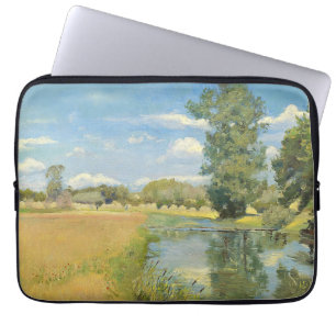 Housse Pour Ordinateur Portable Rivière à travers un paysage de récolte, été