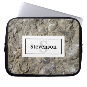 Housse Pour Ordinateur Portable Roche de calcaire fossile avec nom et monogramme