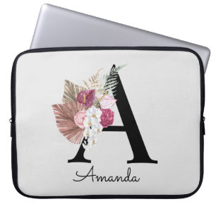 Housse Pour Ordinateur Portable Rodern Boho Girly Floral Initial A Laptop Sle