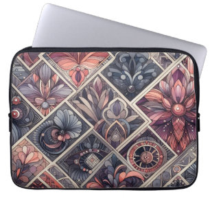 Housse Pour Ordinateur Portable Romance foncée Bourgogne Art Déco Floral Été