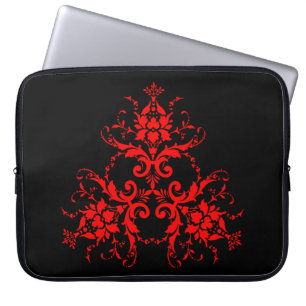 Housse Pour Ordinateur Portable Romantique, Elégant Vintage Damask Red Goth