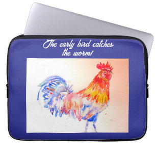 Housse Pour Ordinateur Portable Rooster Aquarelle Poulet Oiseau Cockerel Farm