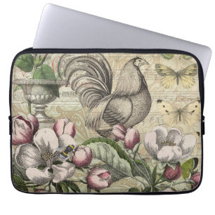 Housse Pour Ordinateur Portable Rooster Garden Flower Papillon Art