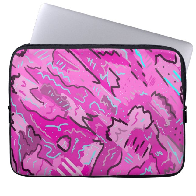 Housse Pour Ordinateur Portable Rose! Amusant avec l'art Abstrait (Devant)