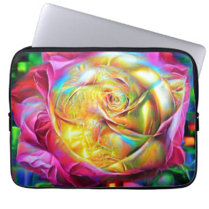 Housse Pour Ordinateur Portable Rose arc-en-ciel psychédélique