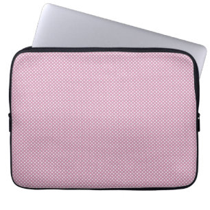 Housse Pour Ordinateur Portable Rose avec points blancs simples