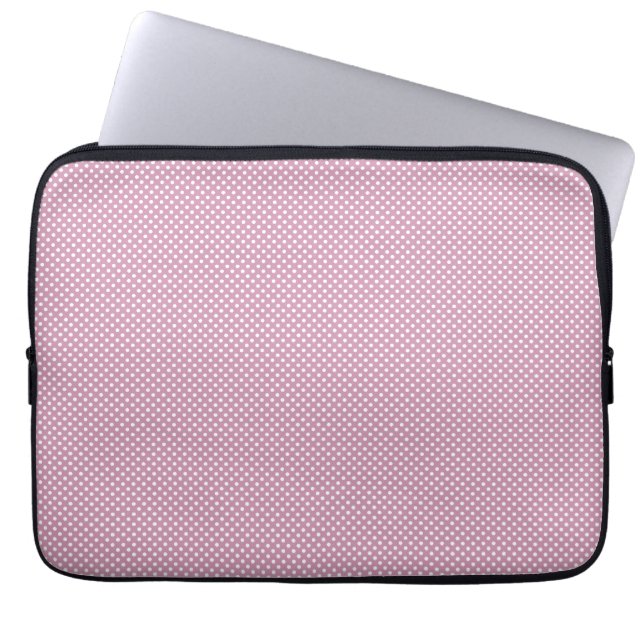 Housse Pour Ordinateur Portable Rose avec points blancs simples (Devant)