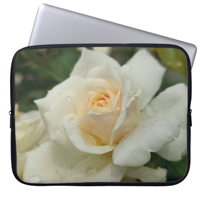 Housse Pour Ordinateur Portable Rose blanche (Devant)