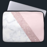 Housse Pour Ordinateur Portable rose de marbre blanc de parties scintillantes<br><div class="desc">Parties scintillantes roses d'or de faux géométrique élégant et élégant,  marbre blanc et bloc rose de couleur.</div>