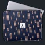 Housse Pour Ordinateur Portable Rose de pinceau moderne or & marine Blue Sparkel<br><div class="desc">Conception personnalisée</div>