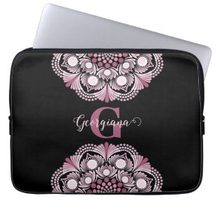 Housse Pour Ordinateur Portable Rose Dusky Personnalisé Boho Floral Dot Mandala