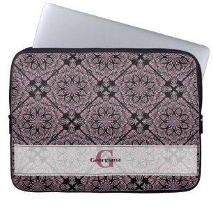 Housse Pour Ordinateur Portable Rose Dusky Personnalisé Fronds Floraux Mandala Car