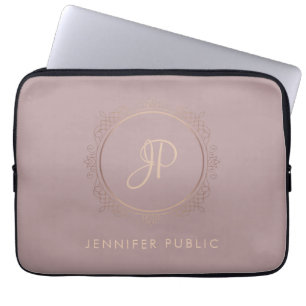 Housse Pour Ordinateur Portable Rose Gold Elegant Monogram Modèle tendance