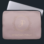 Housse Pour Ordinateur Portable Rose monogramme or Elegant Modèle<br><div class="desc">Manche Ordinateur Portable Monogrammé Rose Gold Elegant Modèle.</div>