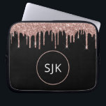 Housse Pour Ordinateur Portable Rose or rose Parties scintillant étincelle Monogra<br><div class="desc">Blush Pink - Rose Gold et Black Faux Parties scintillant et Sparkle Elegant Monogrammed Initials Coque. Ce coque peut être customisé pour inclure votre nom initial et prénom.</div>