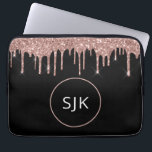 Housse Pour Ordinateur Portable Rose or rose Parties scintillant étincelle Monogra<br><div class="desc">Blush Pink - Rose Gold et Black Faux Parties scintillant et Sparkle Elegant Monogrammed Initials Coque. Ce coque peut être customisé pour inclure votre nom initial et prénom.</div>