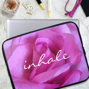 Housse Pour Ordinateur Portable Rose Rose Chaud Photo Inhale Citation Moderne Simp