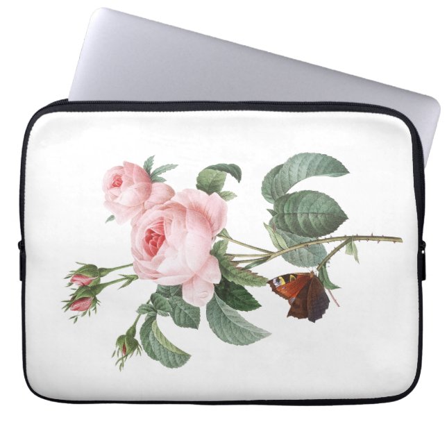Housse Pour Ordinateur Portable Rose rose et papillon (Devant)