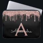 Housse Pour Ordinateur Portable Rose Rose Or Parties scintillant noire Étincelle M<br><div class="desc">Rose Rose Or et Black Faux Dripping Moderne et élégant Parties scintillant fille et Coque de Monogramme élégant étincelant étincelant. Ce coque peut être customisé pour inclure votre nom initial et prénom.</div>
