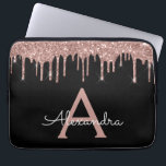 Housse Pour Ordinateur Portable Rose Rose Or Parties scintillant noire Étincelle M<br><div class="desc">Rose Rose Or et Black Faux Dripping Moderne et élégant Parties scintillant fille et Coque de Monogramme élégant étincelant étincelant. Ce coque peut être customisé pour inclure votre nom initial et prénom.</div>