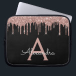 Housse Pour Ordinateur Portable Rose Rose Or Parties scintillant noire Étincelle M<br><div class="desc">Rose Rose Or et Black Faux Dripping Moderne et élégant Parties scintillant fille et Coque de Monogramme élégant étincelant étincelant. Ce coque peut être customisé pour inclure votre nom initial et prénom.</div>