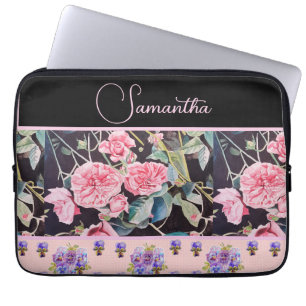 Housse Pour Ordinateur Portable Rose rose Rose Aquarelle Vintage personnalisable