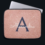 Housse Pour Ordinateur Portable Rose Rose Rose Gold Marine Parties scintillant ble<br><div class="desc">Parties scintillant Blush Rose et Rose Gold Navy Blue Faux et Coque Monogramme Élégant. Ce coque peut être customisé pour inclure votre nom initial et prénom.</div>