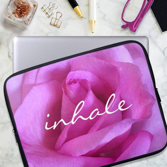 Housse Pour Ordinateur Portable Rose rose vif Photo Citation Inspirez Moderne Simp (Créateur téléchargé)