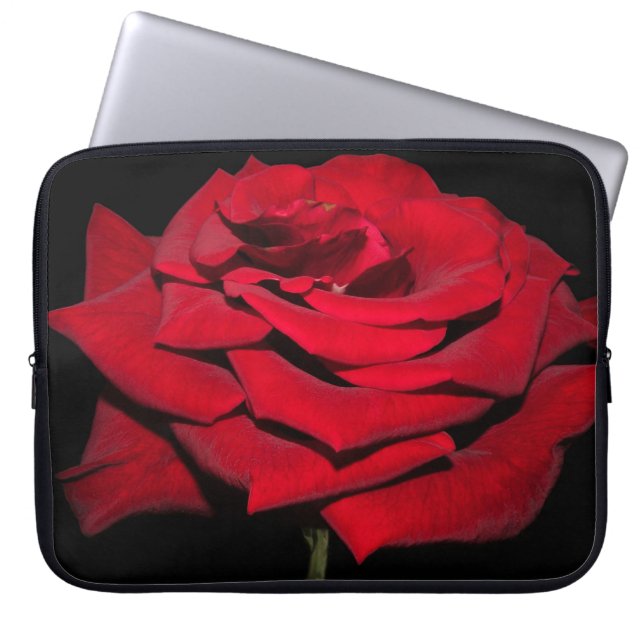 Housse Pour Ordinateur Portable Rose rouge - Noir (Devant)