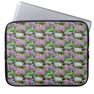 Housse Pour Ordinateur Portable rose violet fleurs et granit motif ca