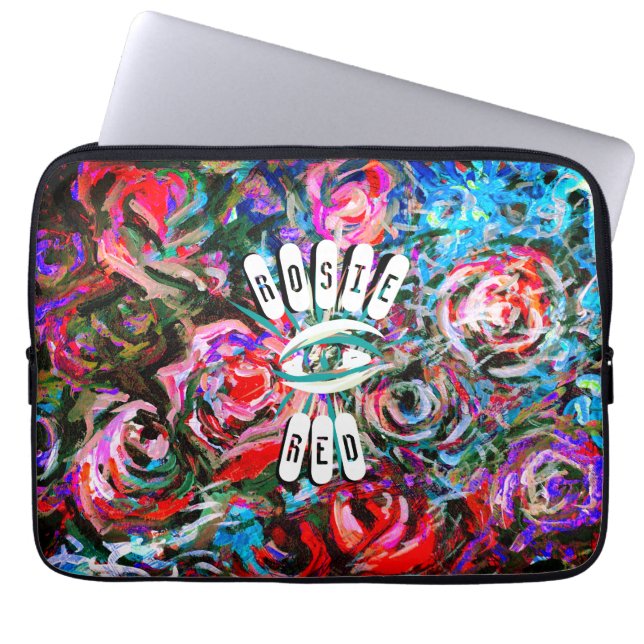Housse Pour Ordinateur Portable roses Abstraits en rouge et turquoise mini portabl (Devant)