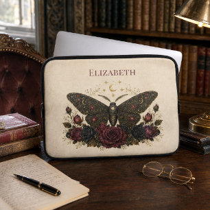 Housse Pour Ordinateur Portable Roses de papillon gothique personnalisées Ivoire v