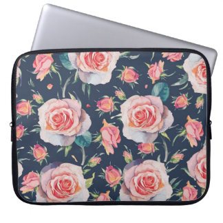 Housse Pour Ordinateur Portable Roses et Rosebuds : Floral Seamless.