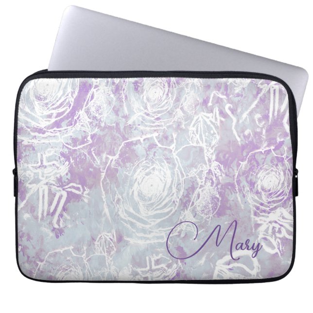 Housse Pour Ordinateur Portable Roses groupés/Gris de lavande (Devant)