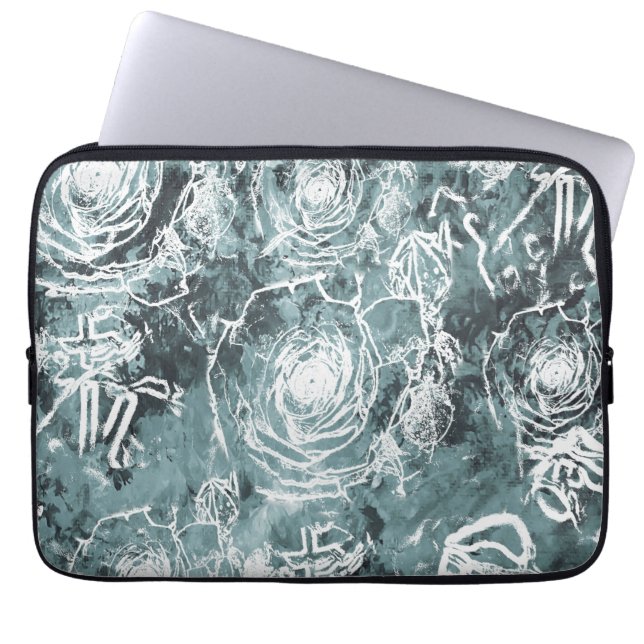 Housse Pour Ordinateur Portable Roses groupés/Turquoise foncé (Devant)