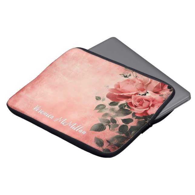 Housse Pour Ordinateur Portable Roses roses et Arrière - plan rose (Devant haut)