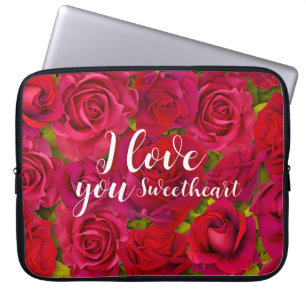 Housse Pour Ordinateur Portable Roses Rouges Je t'aime Nom