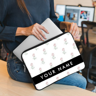 Housse Pour Ordinateur Portable Roses Rouges, Motif De Roses, Votre Nom