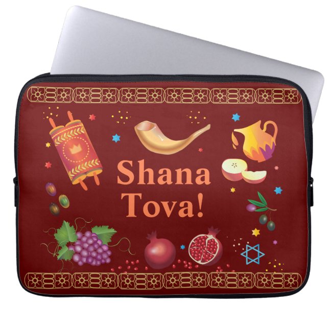 Housse Pour Ordinateur Portable Rosh Hashanah Nouvel An juif Shana Tova (Devant)