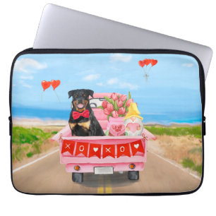 Housse Pour Ordinateur Portable Rottweiler Chien Saint Valentin Coeurs de Camion