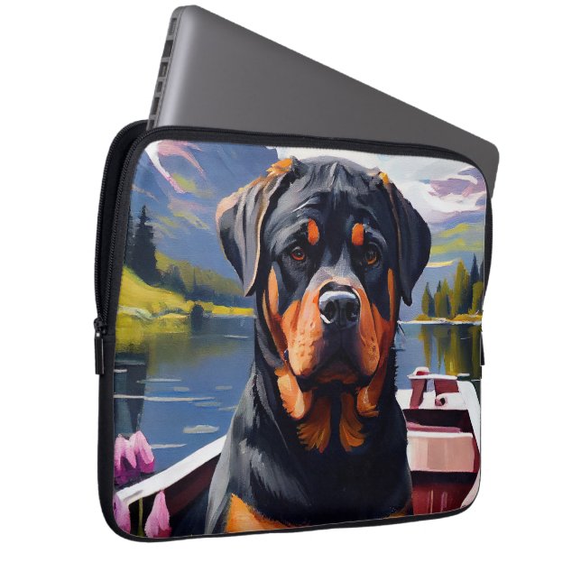 Housse Pour Ordinateur Portable Rottweiler sur une pédale : une aventure Pittoresq (Devant droit)