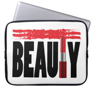 Housse Pour Ordinateur Portable Rouge à lèvres de typographie de beauté