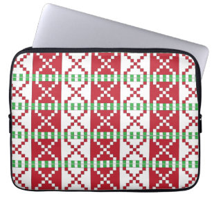 Housse Pour Ordinateur Portable Rouge, blanc, vert letton Letton Ethnic Folk art