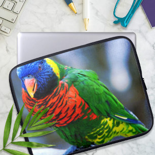 Housse Pour Ordinateur Portable Rouge bleu vert lorikeet photographie oiseau moder